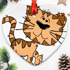 Cats Kittens Animal Cartoon Moving Heart Ornament (two Sides) by Simbadda