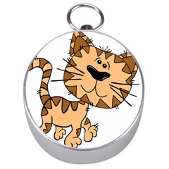 Cats Kittens Animal Cartoon Moving Silver Compasses by Simbadda