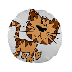 Cats Kittens Animal Cartoon Moving Standard 15  Premium Flano Round Cushions by Simbadda