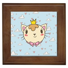 Cat Cloud Heart Texture Kitten Framed Tiles by Simbadda