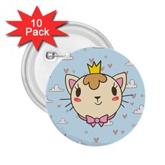 Cat Cloud Heart Texture Kitten 2 25  Buttons (10 Pack)  by Simbadda