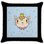 Cat Cloud Heart Texture Kitten Throw Pillow Case (Black) Front