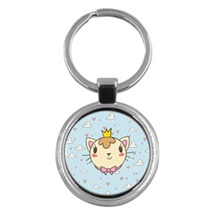 Cat Cloud Heart Texture Kitten Key Chains (round)  by Simbadda