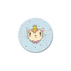 Cat Cloud Heart Texture Kitten Golf Ball Marker by Simbadda