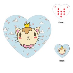 Cat Cloud Heart Texture Kitten Playing Cards (heart) 