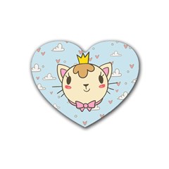 Cat Cloud Heart Texture Kitten Rubber Coaster (heart)  by Simbadda