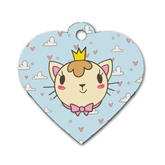 Cat Cloud Heart Texture Kitten Dog Tag Heart (one Side) by Simbadda