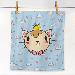 Cat Cloud Heart Texture Kitten Face Towel by Simbadda