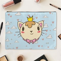 Cat Cloud Heart Texture Kitten Cosmetic Bag (xl) by Simbadda