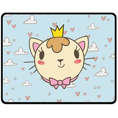 Cat Cloud Heart Texture Kitten Fleece Blanket (medium)  by Simbadda