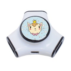 Cat Cloud Heart Texture Kitten 3-port Usb Hub by Simbadda