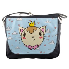 Cat Cloud Heart Texture Kitten Messenger Bags by Simbadda