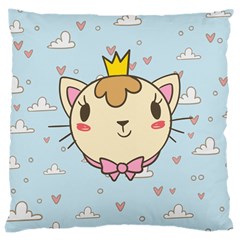 Cat Cloud Heart Texture Kitten Large Cushion Case (one Side) by Simbadda