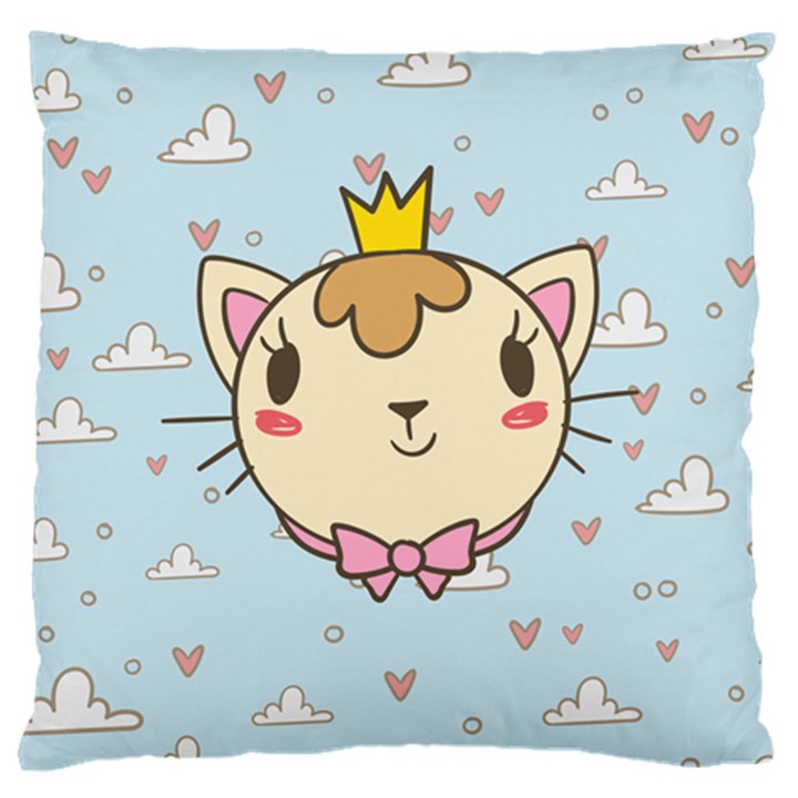 Cat Cloud Heart Texture Kitten Large Cushion Case (One Side)