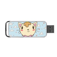 Cat Cloud Heart Texture Kitten Portable Usb Flash (one Side) by Simbadda