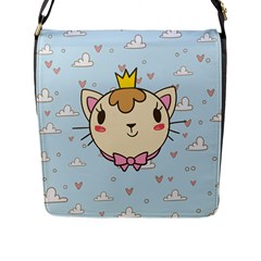 Cat Cloud Heart Texture Kitten Flap Messenger Bag (l)  by Simbadda