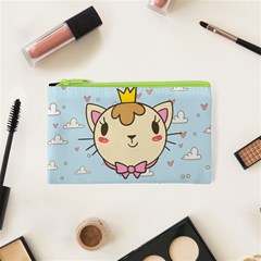 Cat Cloud Heart Texture Kitten Cosmetic Bag (xs) by Simbadda