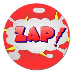 Comic Bubble Popart Cartoon Action Magnet 5  (round) by Simbadda