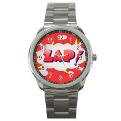 Comic Bubble Popart Cartoon Action Sport Metal Watch by Simbadda