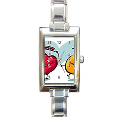 Dancing Fruit Apple Organic Fruit Rectangle Italian Charm Watch by Simbadda