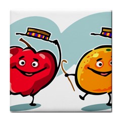 Dancing Fruit Apple Organic Fruit Tile Coasters by Simbadda