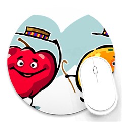 Dancing Fruit Apple Organic Fruit Round Mousepads by Simbadda