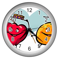 Dancing Fruit Apple Organic Fruit Wall Clocks (silver)  by Simbadda