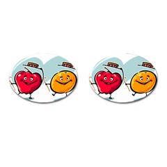 Dancing Fruit Apple Organic Fruit Cufflinks (oval) by Simbadda