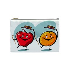 Dancing Fruit Apple Organic Fruit Cosmetic Bag (medium)  by Simbadda