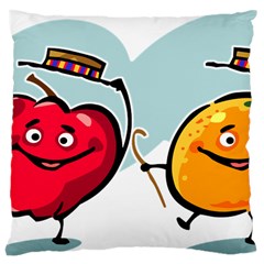 Dancing Fruit Apple Organic Fruit Large Cushion Case (one Side) by Simbadda