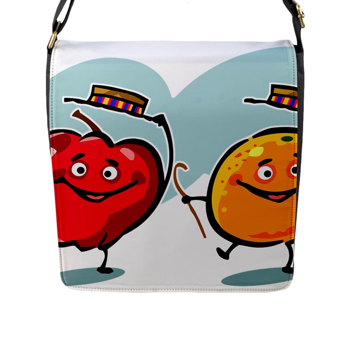 Dancing Fruit Apple Organic Fruit Flap Messenger Bag (L) 