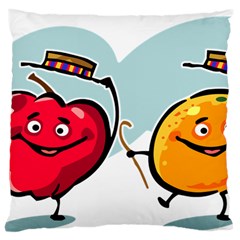 Dancing Fruit Apple Organic Fruit Large Flano Cushion Case (one Side)