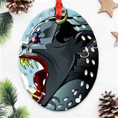 Demon Devil Evil Monster Alien Ornament (oval Filigree) by Simbadda