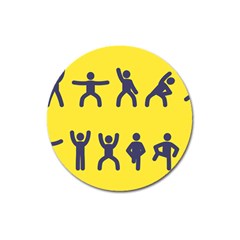 Gymnast Stick Man Man Stick Magnet 3  (Round)