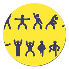 Gymnast Stick Man Man Stick Magnet 5  (Round)