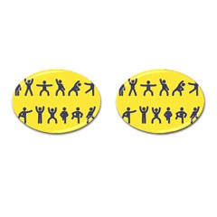 Gymnast Stick Man Man Stick Cufflinks (Oval)