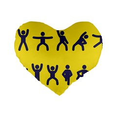 Gymnast Stick Man Man Stick Standard 16  Premium Flano Heart Shape Cushions by Simbadda