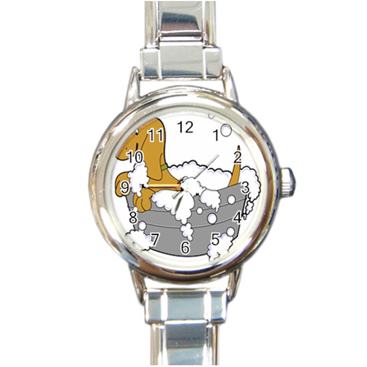 Dog Bath Grooming Round Italian Charm Watch