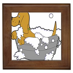 Dog Bath Grooming Framed Tiles by Simbadda