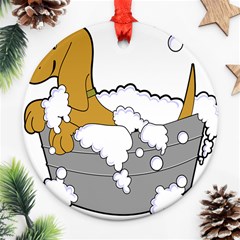 Dog Bath Grooming Ornament (round) by Simbadda