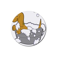 Dog Bath Grooming Rubber Coaster (round)  by Simbadda