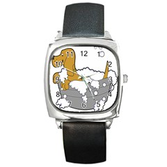 Dog Bath Grooming Square Metal Watch by Simbadda