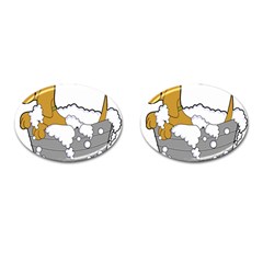 Dog Bath Grooming Cufflinks (oval) by Simbadda