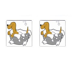 Dog Bath Grooming Cufflinks (square) by Simbadda