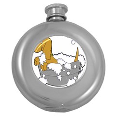 Dog Bath Grooming Round Hip Flask (5 Oz) by Simbadda