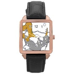 Dog Bath Grooming Rose Gold Leather Watch  by Simbadda