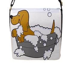 Dog Bath Grooming Flap Messenger Bag (l)  by Simbadda