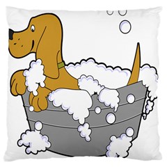 Dog Bath Grooming Large Flano Cushion Case (two Sides) by Simbadda