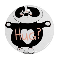 Panda Hug Sorry Cute Cute Bear Round Ornament (two Sides) by Simbadda