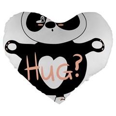 Panda Hug Sorry Cute Cute Bear Large 19  Premium Heart Shape Cushions by Simbadda